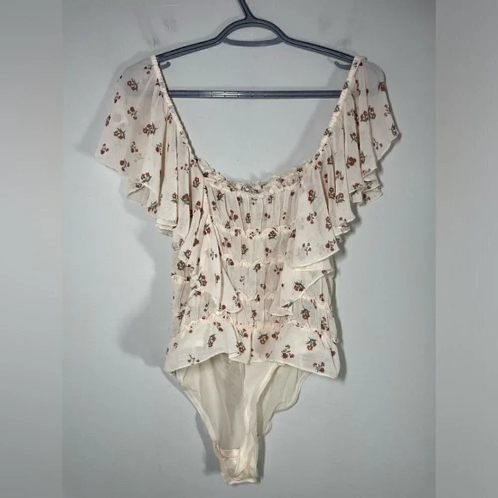 FREE PEOPLE  Juliet Printed Bodysuit cream - Ivory Combo size S